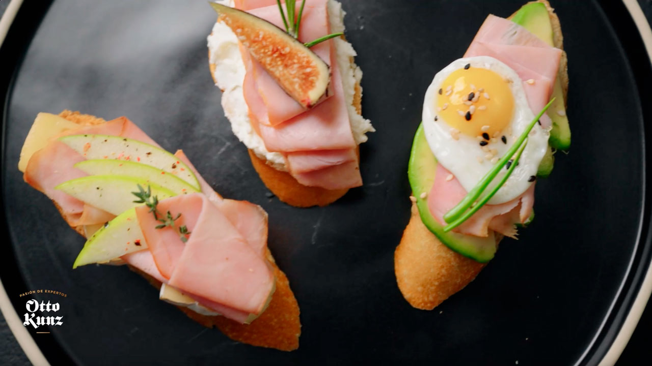 3 tostones con Jamón Glasé