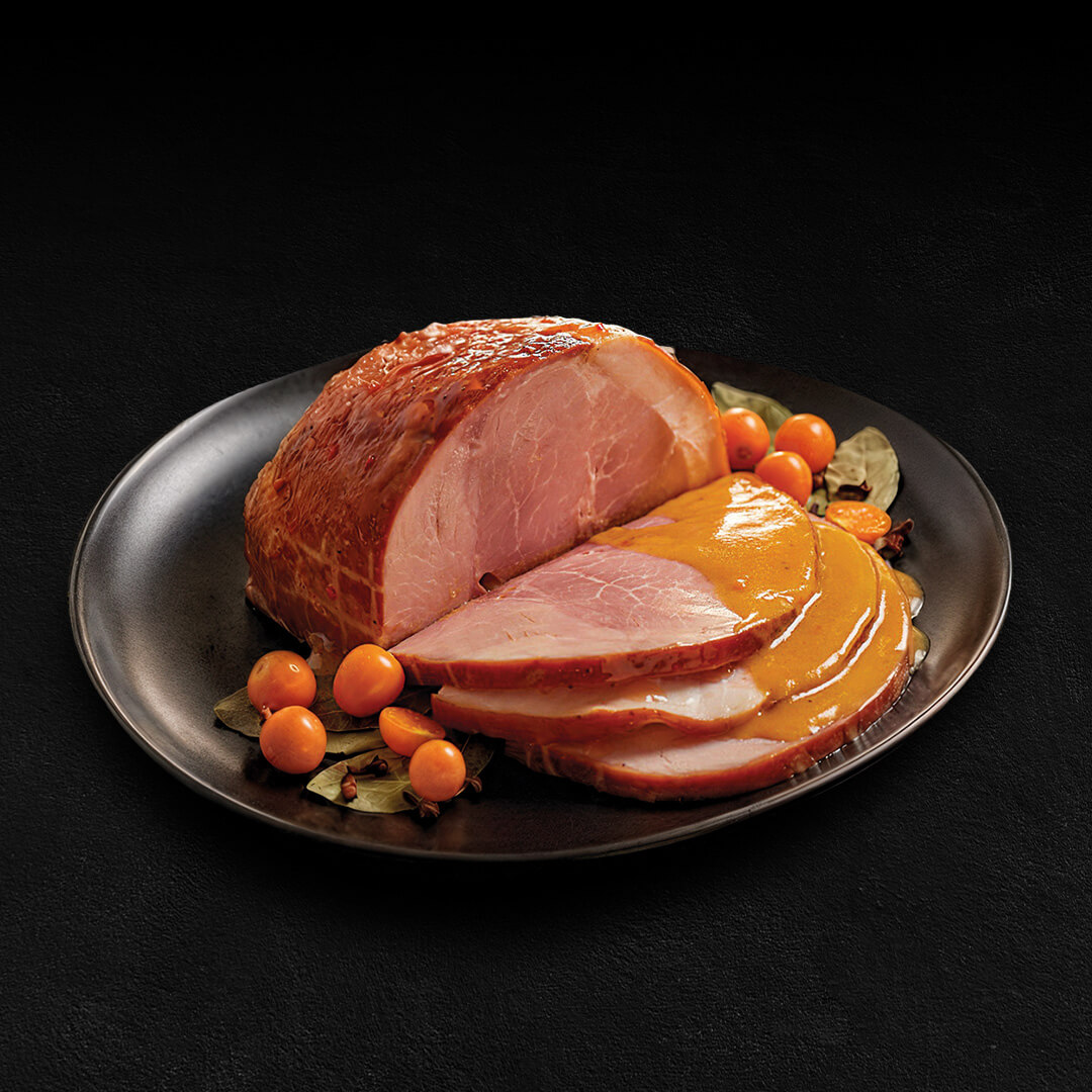 Jamón de Pierna Ahumada con Salsa agridulce con Aguaymanto